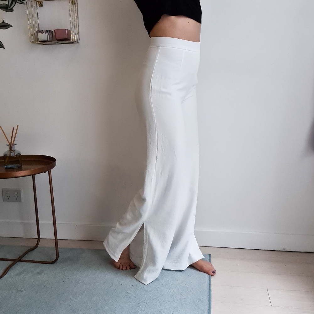 Tiger Mist high waisted wide leg pants | off-white sz small classic chic womens - Picture 10 of 16